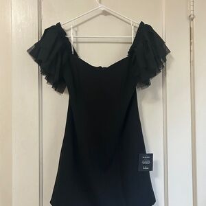 NWT! Women’s Lulus Black Dress with Ruffle Sleeves - Size Large